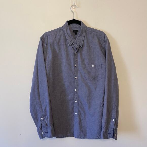 J. Crew L long sleeve button down shirt charcoal gray classic Corpcore top - Picture 1 of 7